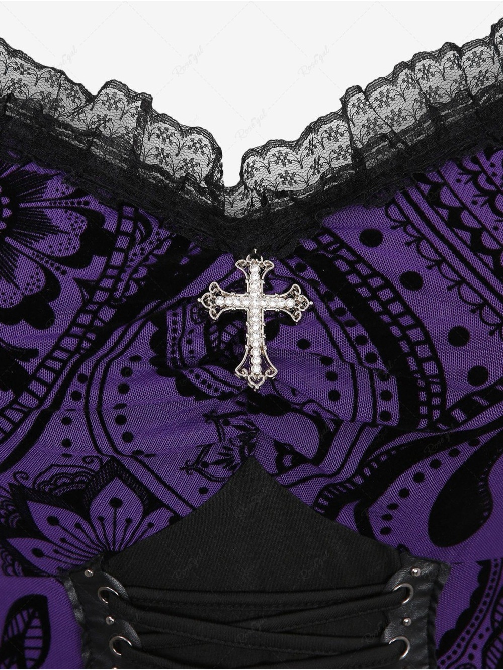Rosegal Off Shoulder Black Purple Gothic Flowy Medieval Halloween Midi Dress 4X - Picture 12 of 16